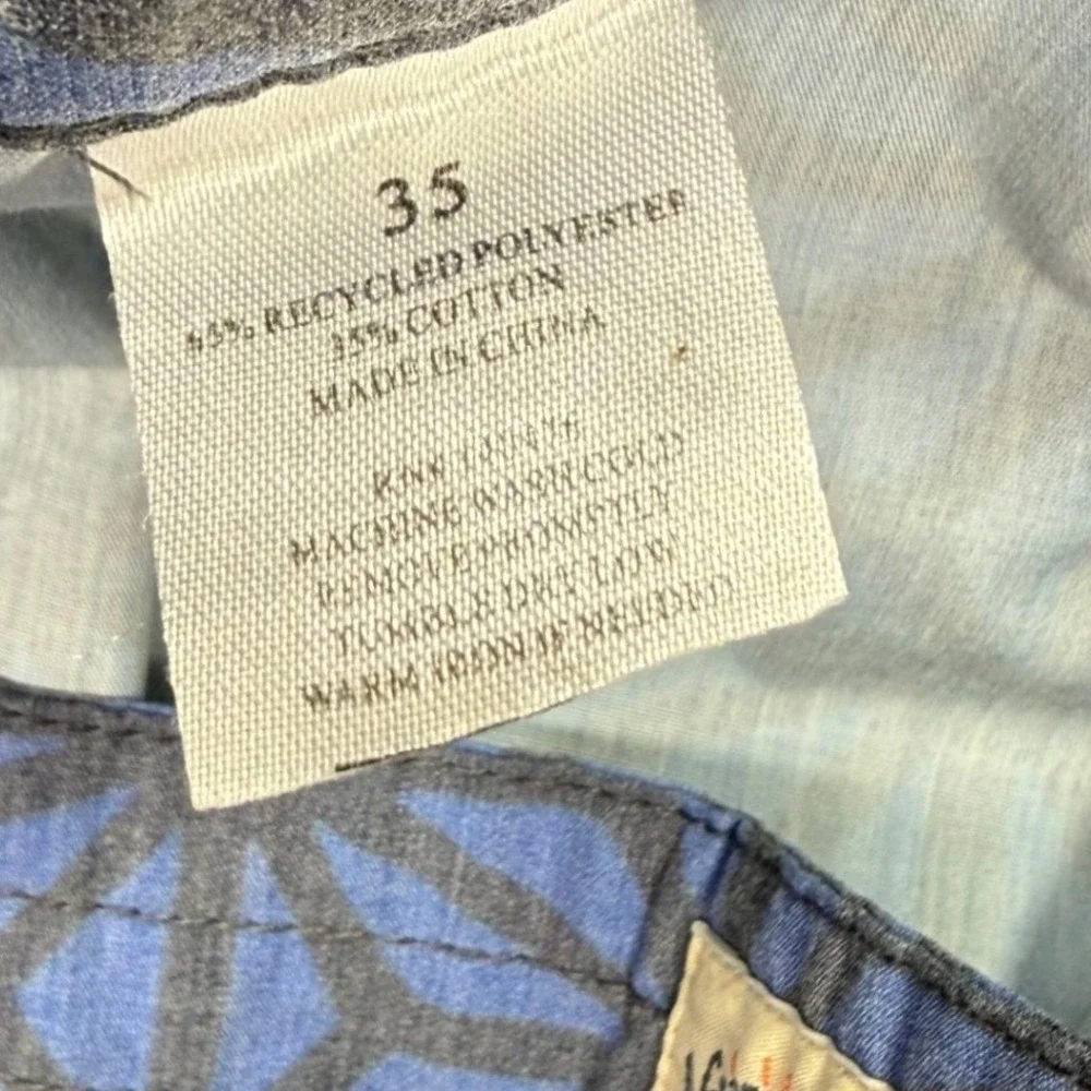 Faherty Brand Men Blue Geometric Starburst Recycled Board Shorts Size 35